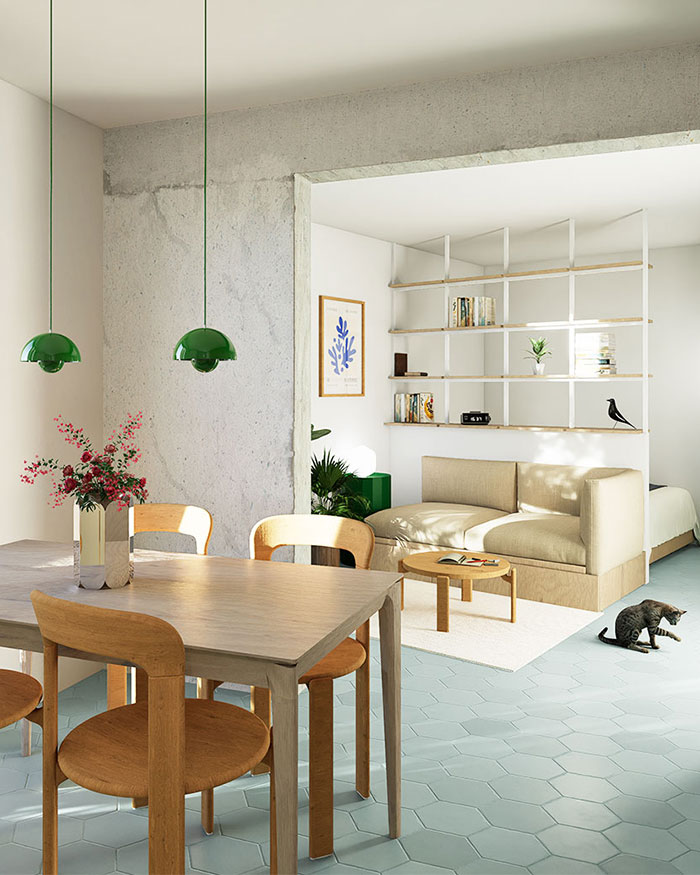 Optimisation et rénovation d'un studio de 30 m² à Granville par Studio Nidu, agence d’architecture d’intérieur