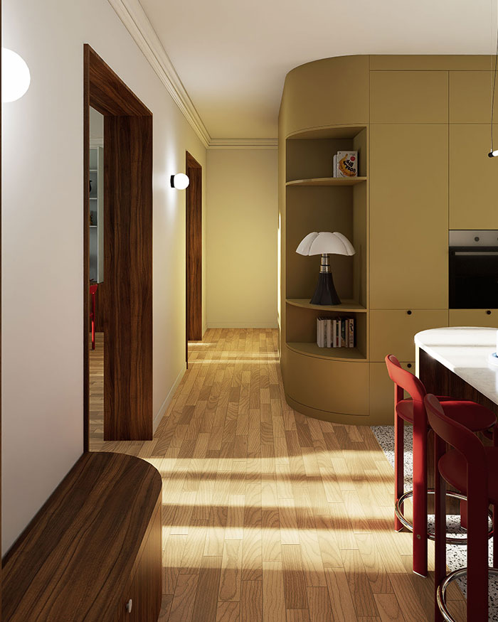 Rénovation d'un appartement haussmannien avec du parquet massif à Asnières-sur-Seine par Studio Nidu, agence d'architecture d'intérieur basée à Versailles (Yvelines)